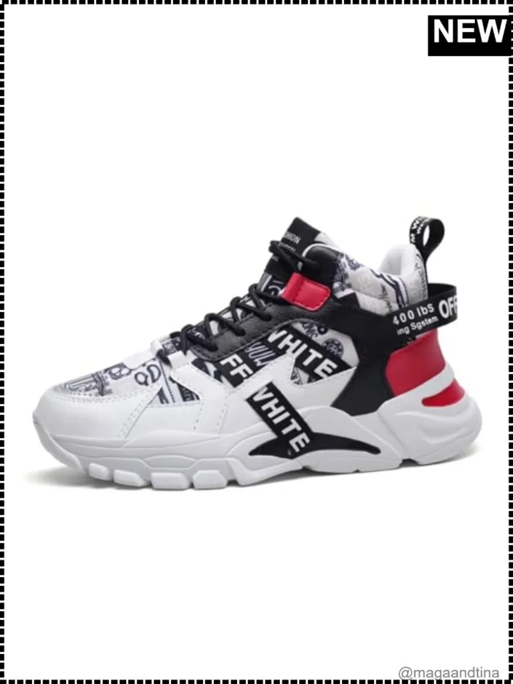 Men's High-Top Sneakers Fleece Lined Graphic Print Cushioned Non-Slip Casual